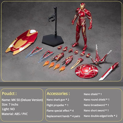 OVONNI 7 Inch MK50Ironman(Deluxe Version) Collectible Action Figure,All Joints Movable,Multi Weapon Accessories