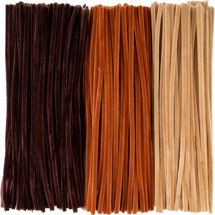 Caydo 300 Pieces Brown Pipe Cleaners, Thick Fluffy Chenille Stems, Pipe Cleaner Crafts for Arts & Crafts, Perfect for Making Animals, Flowers, and Festival Decorations