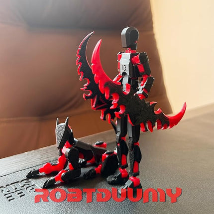 T13 Action Figure Set (Assembly Completed),Dummy 13,Titan 13 Action Figures,3D Printed Toys Multi-Jointed Movable (Black/Red)