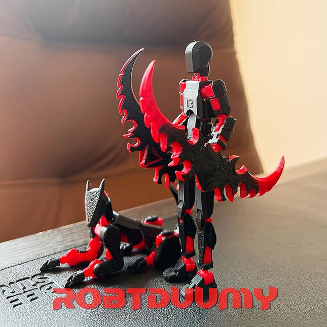 T13 Action Figure Set (Assembly Completed),Dummy 13,Titan 13 Action Figures,3D Printed Toys Multi-Jointed Movable (Black/Red)