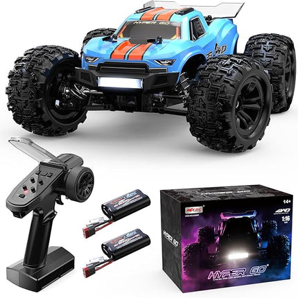 MJX Hyper GO H16MT 1/16 4X4 RTR Brushless Fast RC Cars for Adults, Max 43mph RC Trucks, Portable Remote Control Car for Boys, RC Truck Compatible with 3S Lipo