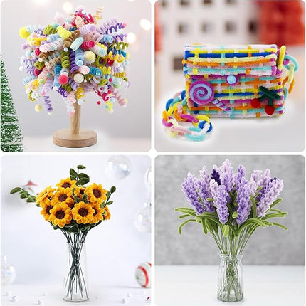 Caydo 3000 Pieces Pipe Cleaners 40 Assorted Colored Chenille Stems with 100 Pieces Wiggle Eyes for Art and Crafts and Valentine's Day Decorations (6 mm x 12 inch)