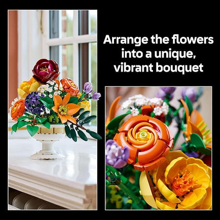 LEGO Botanicals Flower Arrangement Artificial Flowers Building Set - Decor for Table Display - Gift for Birthdays - Unique Bouquet for Adults, Ages 18+ - 10345