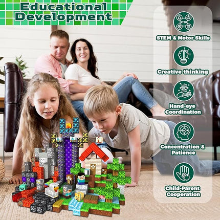 Magnetic Blocks - 500 PCS Magnetic Building Blocks Cubes, Magnet Toys for Kids Age 3+, Toy Building Set for Kids, Magnets Stacking Construction Birthday Gifts for Boys Girls Age 4-8, 8-12