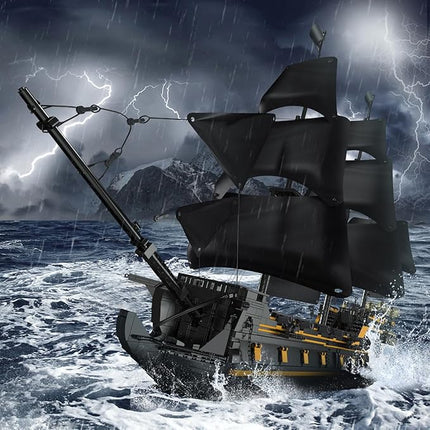 Mould King Large Pirates Ship Model Building Kits, MOC Black Pearl Ship Model Construction Set to Build, Building Block Ship Toys Gift for Age 14+/Adult Collections Enthusiasts (5266+Pieces)
