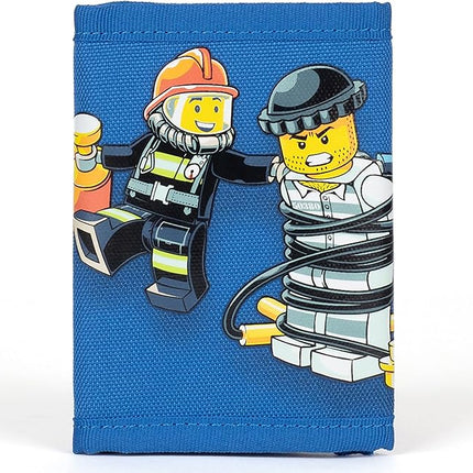 LEGO Trifold Wallet, Kids Unisex Wallet for Boys and Girls, with Clear ID Window, Card and Cash Pockets and Secure Hook and Loop Closure, Police and Fire