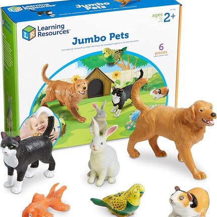 Learning Resources Jumbo Domestic Pets - 6 Pieces, Ages 2+ Preschool Pet Toys, Classroom Desk Pets, Preschool Learning Toys