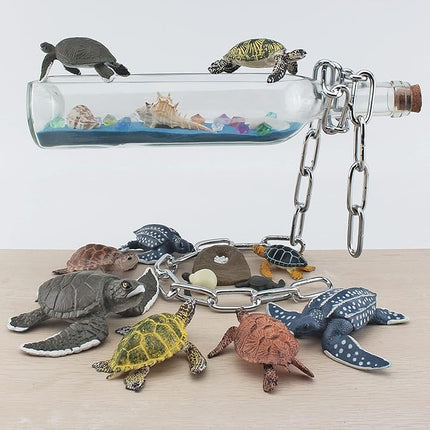 12PCS Sea Turtles Figurine Toys Set Realistic Large Leatherback Turtle Toy Plastic Turtle Modle Boy Birthday Gift for Kids