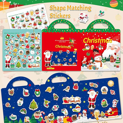 Benresive Reusable Sticker Book for Toddlers 2-4 Years, Fun Travel Stickers for Kids, Waterproof Sticker Books for Toddlers 1-3, Crafts Activities for Todddlers 1-3 2-4 3-5 - Christmas