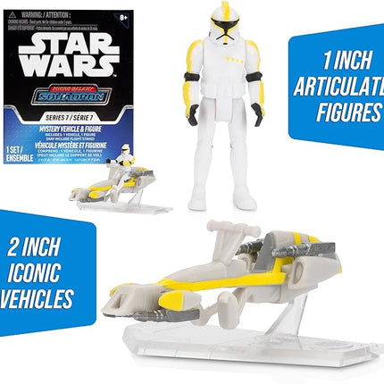 Star Wars Micro Galaxy Squadron Series 7 (6 Pack) Mystery Blind Box - Get Six 2.5" Vehicle or 1" Mini Figure - Officially Licensed - Authentic Collectible Toy - Gift for Boys, Girls, Kids, Teens - 8+