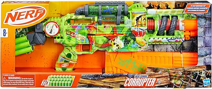 Nerf Zombie Corrupter Dart Blaster, 22 Nerf Elite Darts, 18 Dart Clip, Dart Storage, Bolt Action, Outdoor Games, Ages 8+