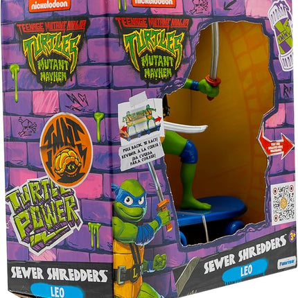 Teenage Mutant Ninja Turtles 5" Sewer Shredders Leonardo Movie Edition, Ages 3+, Pretend Play Toy Figure Playsets, Shred and Battle with TMNT Skate Toy!