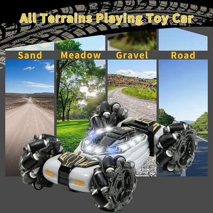 GRANTLEY Gesture Sensing RC Stunt Car - 4WD 2.4GHz Remote&Hand Control Gesture Sensing Car, Double Sided 360° Rotating Off Road Twist Cars with Lights & Music,Gift for Boys Girls