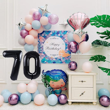 Smlpuame 40 inch Number Balloon 0-9 Black Large Number 70 Balloons,Digital Balloons for Birthday Party Celebration Decorations Supplies, Helium Foil Number Balloons for Wedding Anniversary