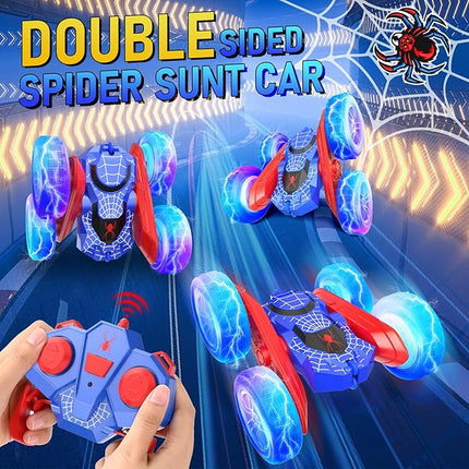 NQD Spider Remote Control Car- Double Sided 360°Rotate RC Stunt Car with Wheel Lights, 4WD Off-Road RC Cars 2.4Ghz Indoor/Outdoor Rechargeable Toy Car for Boys Age 4-7 8-12 Birthday Xmas Gift