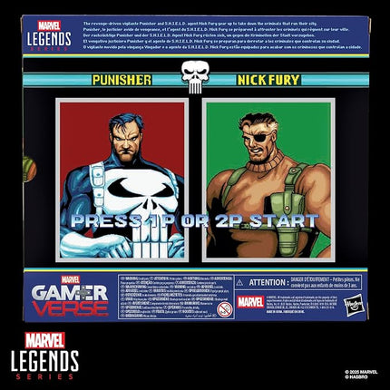 Marvel Legends Series Gamerverse Punisher & Nick Fury, Retro Video Game-Inspired Collectible 6-Inch Action Figures