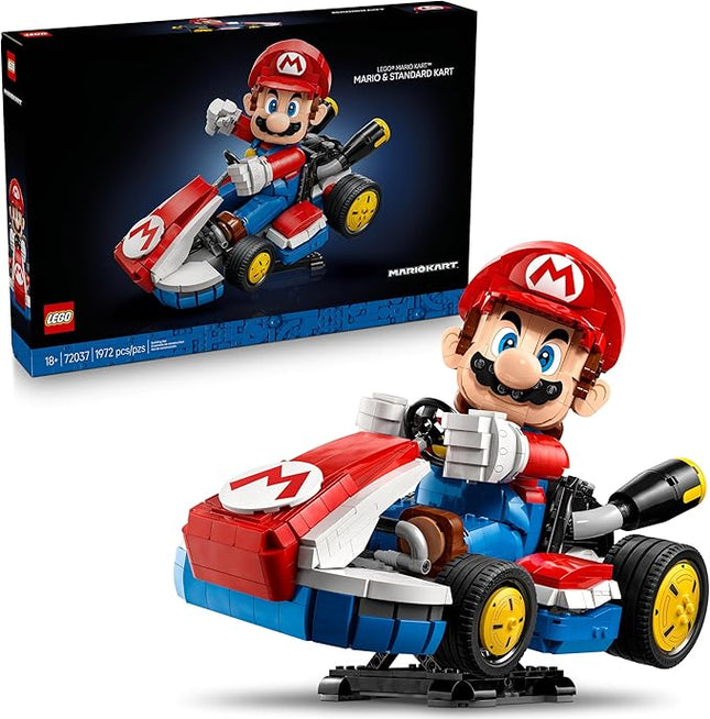 LEGO Super Mario: Mario Kart – Mario & Standard Kart Building Set for Adults - DIY Book Shelf & Room Decor for Men & Women, Ages 18+ - Birthday Gift Idea for Adult Gamers - 72037