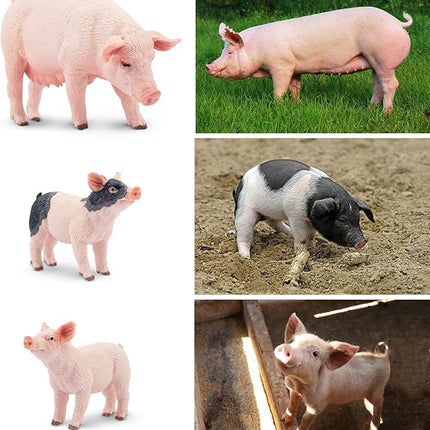 Toymany 8PCS Realistic Pig Figurines Set, Plastic Pig Figures Farm Animals Toys, Birthday Christmas Toy Gift for Kids Toddlers