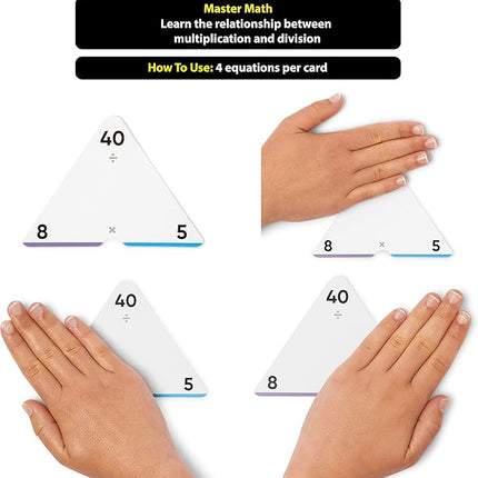 Think Tank Scholar Triangle Multiplication & Division Flash Cards Set (376 Math Equations), All Facts 0-12 - Color Coded, for Kids in 3RD, 4TH, 5TH & 6TH Grade - Has Three Corners