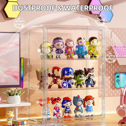 Clear Acrylic Display Case for Figures Collectibles 2 Pack Wall Mounted Hobby Figurine Display Case with Shelves, Display Shelf Storage Box for Action Figures, Car Model, Funko Pop