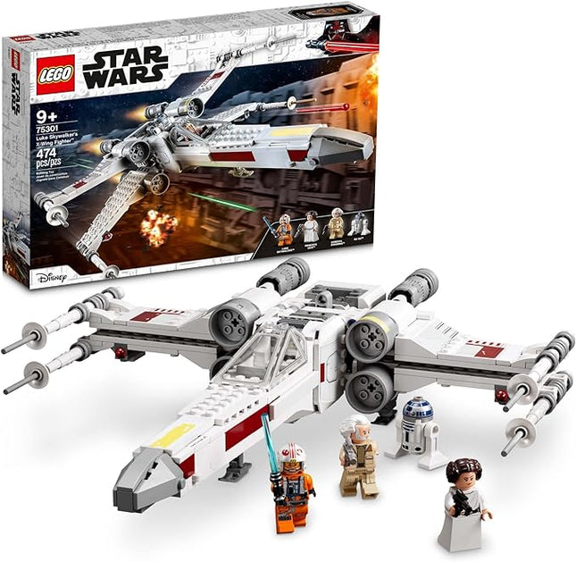 LEGO Star Wars Luke Skywalker's X-Wing Fighter 75301 Building Toy Set - Princess Leia Minifigure, R2-D2 Droid Figure, Jedi Spaceship from The Classic Trilogy Movies, Great Gift for Kids, Boys, Girls