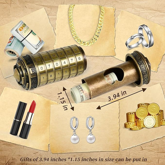 Da Vinci Code Numeric Cryptex Money Puzzle Box for Cash Gift, Jewelry Box with Hidden Compartment, Unique Puzzle Gift for Adults Brain Teaser Valentine’s Day Wedding & Anniversary Present