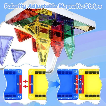 BEBOAN Travel Mini Magnetic Tiles 30PCS for Kids Ages 3+, Portable Travel Toy Essential Building Set Construction Toys with Storage Iron Case for Toddlers 3+ Boys Girls Birthday Gift