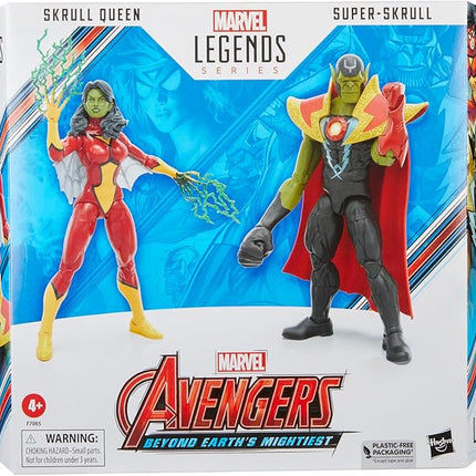 Marvel Legends Series Skrull Queen and Super-Skrull, Avengers 60th Anniversary Collectible 6 Inch Action Figures, 9 Accessories