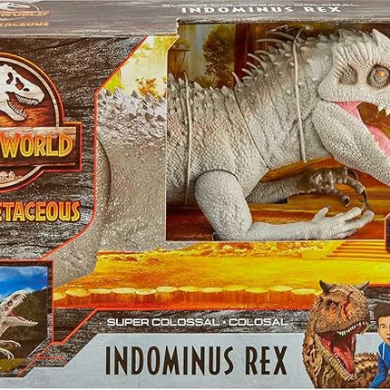 Mattel Jurassic World Camp Cretaceous Super Colossal Indominus Rex Dinosaur Toy, Action Figure at 3.5 Feet Long with Eating Feature, for Kids