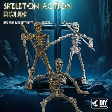 6 Pack T13 Action Figures Set, Skeletons for Halloween, Dummy 13, Titan 13 Skeleton Action Figure, Skeleton Toy 3D Printed Multi-Jointed Movable Skeleton Decor