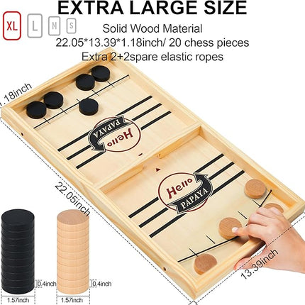 Fast Sling Puck Game - Test Your Speed and Accuracy with This Fast-Paced Wooden Air Hockey Desktop Battle Board Game - Guaranteed Fun Gifts for Family Night or Friends Party