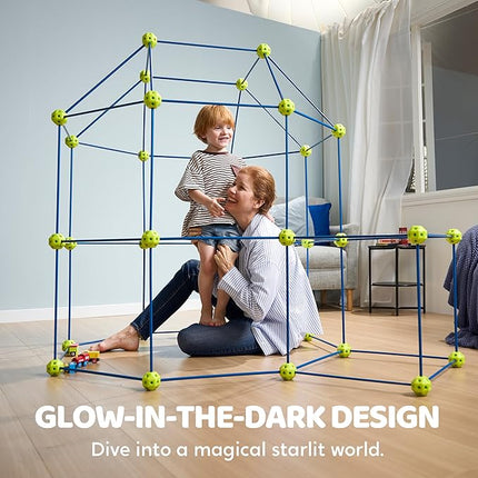 SYNCFUN Fort Building Kit for Kids, STEM Creative Construction Toy with Starry Night Cloth, Storage Bag for Indoor & Outdoors Activity, Educational Gift for Age 3 4 5 6 7 8 9 10 11 12 Boys and Girls