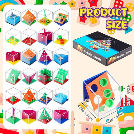 Sumind 24 Mini Maze Cube Puzzle Box Set, Balance Iq Maze Game 1.5 Inch 3D Brain Teaser Ball Ideal Prizes Gifts Puzzles Party Favor Games for Mind Challenge Gifts (Intelligent)