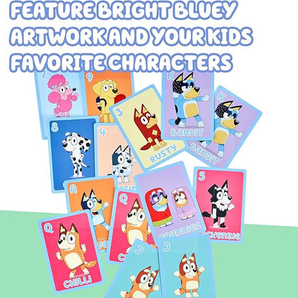 Bluey 5-in-1 Card Game Set, Jumbo-Sized 53-Deck Toddler Game, Multi-Color Interactive Play Card Games for Kids of Ages 3+