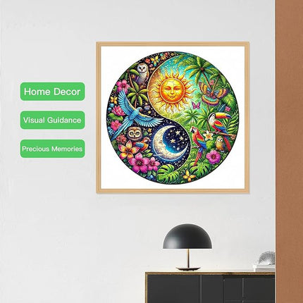 Wooden Puzzle for Adults – Tropiacl Yin-Yang Shaped Jigsaw, Unique Brain Teaser for Kid & Teen, 220 Pieces, 10"x10", Ships as Whole Puzzle Board (No Loose Pieces), Gift-Ready Box, Fun Family Game