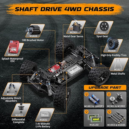 HAIBOXING 1:18 Scale RC Monster Truck 18859 36km/h Speed 4X4 Off Road Remote Control Truck,Waterproof Electric Powered RC Cars All Terrain Toys Vehicles with 2 Batteries,Xmas Gifts for Kid and Adults