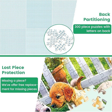 300 Pieces Puzzles for Adults,Unique Fun Dogs Jigsaw Puzzles 300 Pieces for Adults Kids Seniors,Animal Pet Lover Puzzle for Kids Ages 8-10 10-12,Challenging Puzzles Perfect for Game Nights,20.5*15 In