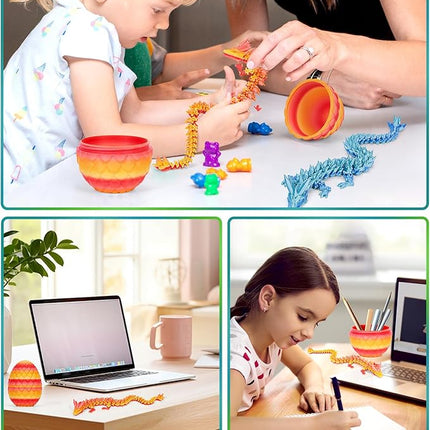 12 Inch 3D Printed Dragon - Mystery Surprise Egg with Flexible Articulated Dragon Inside, Cool Dragons Toys for Boys Kids Age 5-7