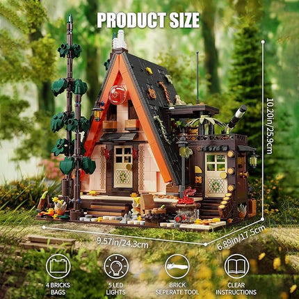 TGL TYCOLE Wood Cabin Building Blocks Set with LED Lights,1800 PCS Wooden Forest House Building Toys,STEM Treehouse Construction Model,Birthday Gift for Adults Teens Boys Girls Age 8-12