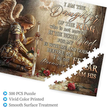 Christian Jigsaw Puzzles 500 Pieces for Adults, Warrior Woman with Bible Verses, Inspirational Religious Wooden Puzzle, Faith-Based Gift