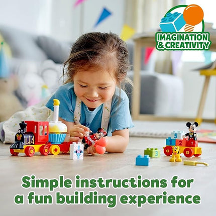 LEGO DUPLO Disney Mickey & Minnie Mouse Birthday Train - Building Toys for Toddlers with Number Bricks, Cake and Balloons, Early Learning and Motor Skill Toy, Great Gift for Girls, Boys Ages 2+, 10941