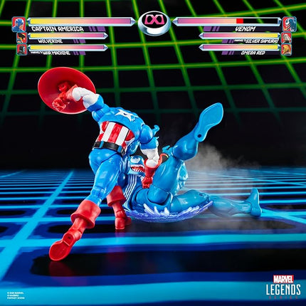Marvel Legends Series Gamerverse Captain America vs Venom, Retro Video Game-Inspired Collectible 6-Inch Action Figures