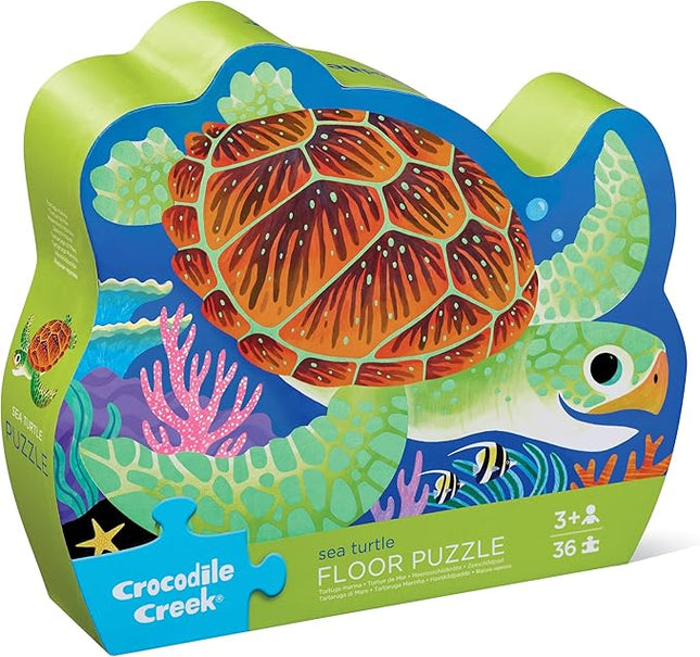 Crocodile Creek Jigsaw Puzzle, 36 Piece for Kids 3 Years and Up, Heavy-Duty Shaped Box for Storage, Finished Puzzle Size 18 x 24 inches, Sea Turtle