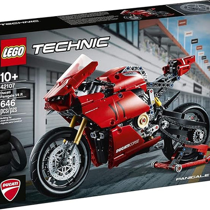 LEGO Technic Ducati Panigale V4 R Motorcycle 42107 Building Set - Collectible Superbike Display Model Kit with Gearbox and Working Suspension, Fun for Adults, and Motorcycle Enthusiasts