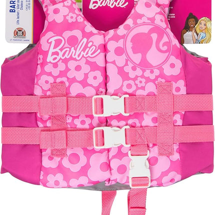 SwimWays Barbie Swim Trainer Life Jacket, US Coast Guard Approved Kids Swim Vest, Pool Floats & Life Jackets for Kids, 33-55 lbs