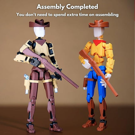 Cowboy t13 Action Figure｜2-Pack 5.4 inches｜Assembly Completed｜ 3D Printed Dummy 13 Action Figure for Collectors｜Lucky 13 Gift for Childrens