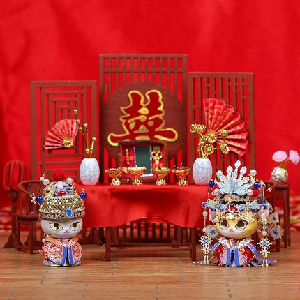 MU 3D Metal Puzzle for Adult Cat Couple,Chinese Bridal and Bride Figure Model Kits Brain Teaser Love Wedding Gift Home Decor