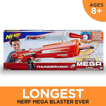 Nerf Thunderhawk AccuStrike Mega Toy Blaster - Longest Blaster - 10 Official AccuStrike Mega Darts, 10-Dart Clip, Bipod - for Kids, Teens, and Adults