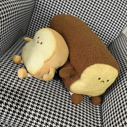 DENTRUN Toast Plush Pillow, Stuffed Bread Shape, Soft Toast Bread Food Plushies, Fun Sofa Cushion, Stuffed Doll Toy for Kids, Adults Gift, Home Bed Room Decor, 15"