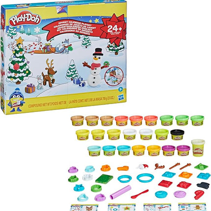 Play-Doh Advent Calendar Toy for Kids 3 Years and Up with Over 24 Surprise Accessories, Playmats, and 24 Cans, Assorted Colors, Non-Toxic